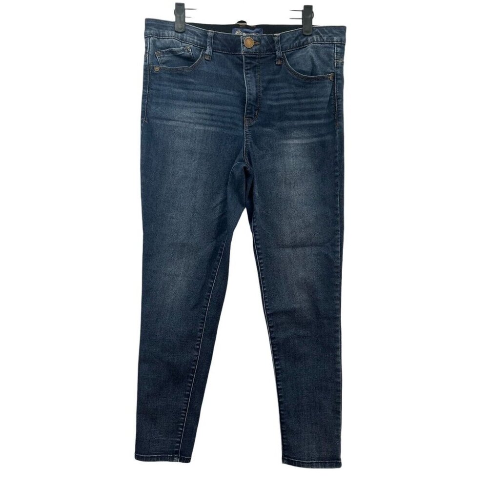 DEMOCRACY AB Technology Elastic Waist Dark Wash Denim Tapered Leg Jeans Size 12